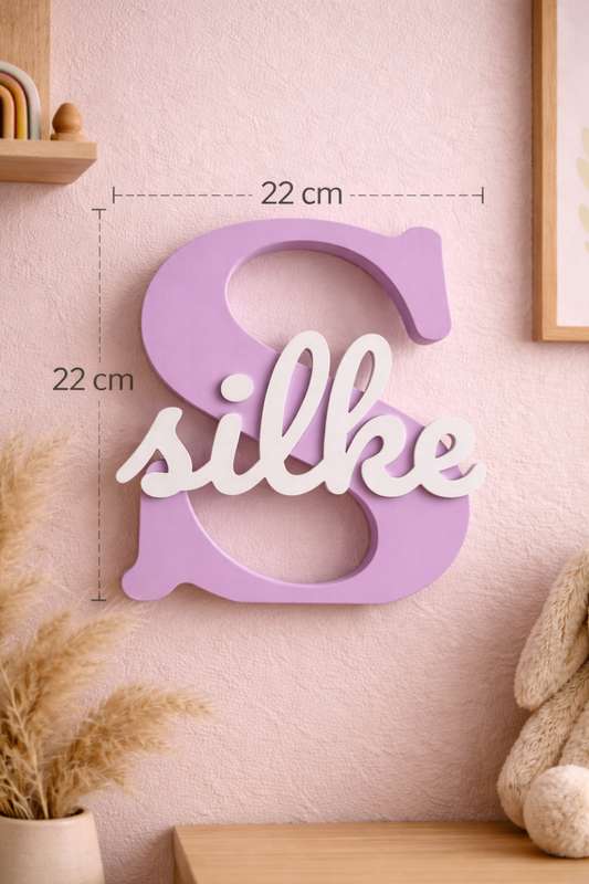 3D naambord - Lila met wit