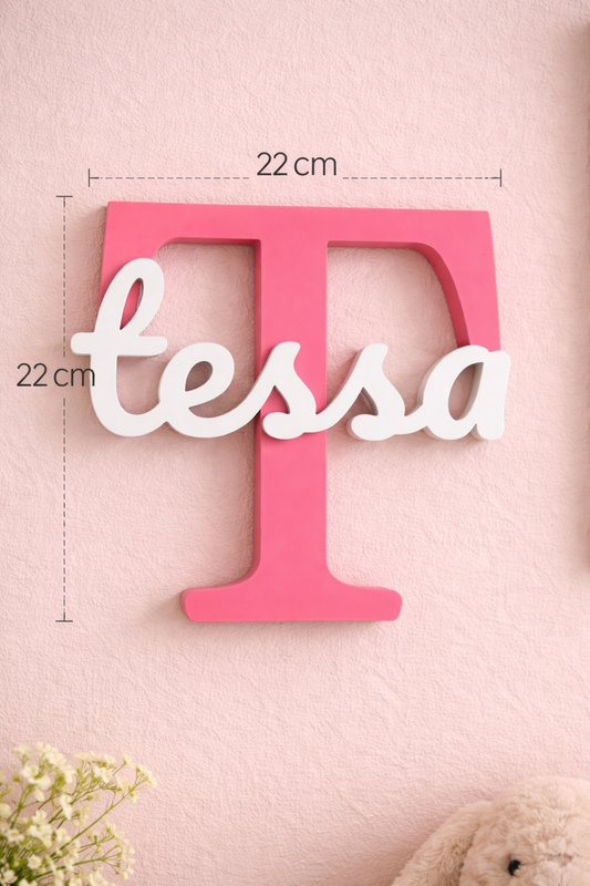 3D naambord - Roze met wit