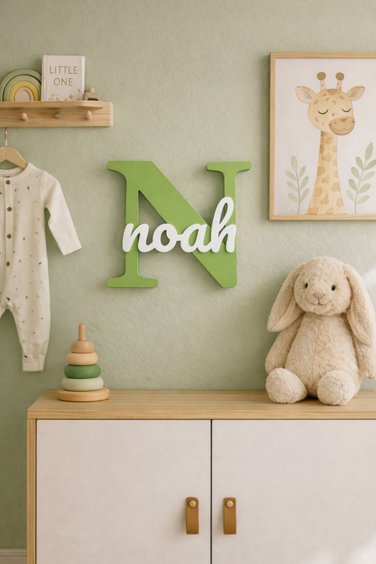 3D naambord - Matcha groen met wit