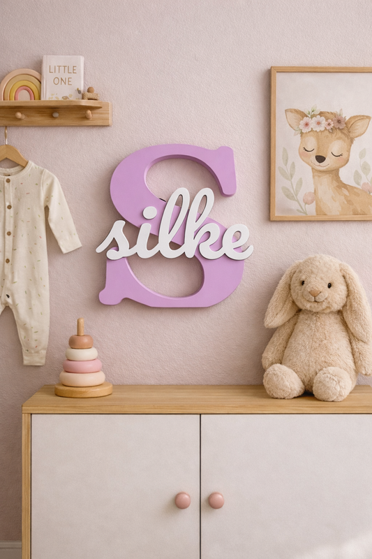3D naambord - Lila met wit