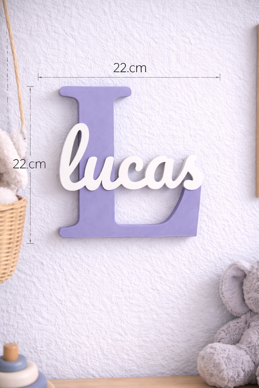 3D naambord - Voilet met wit
