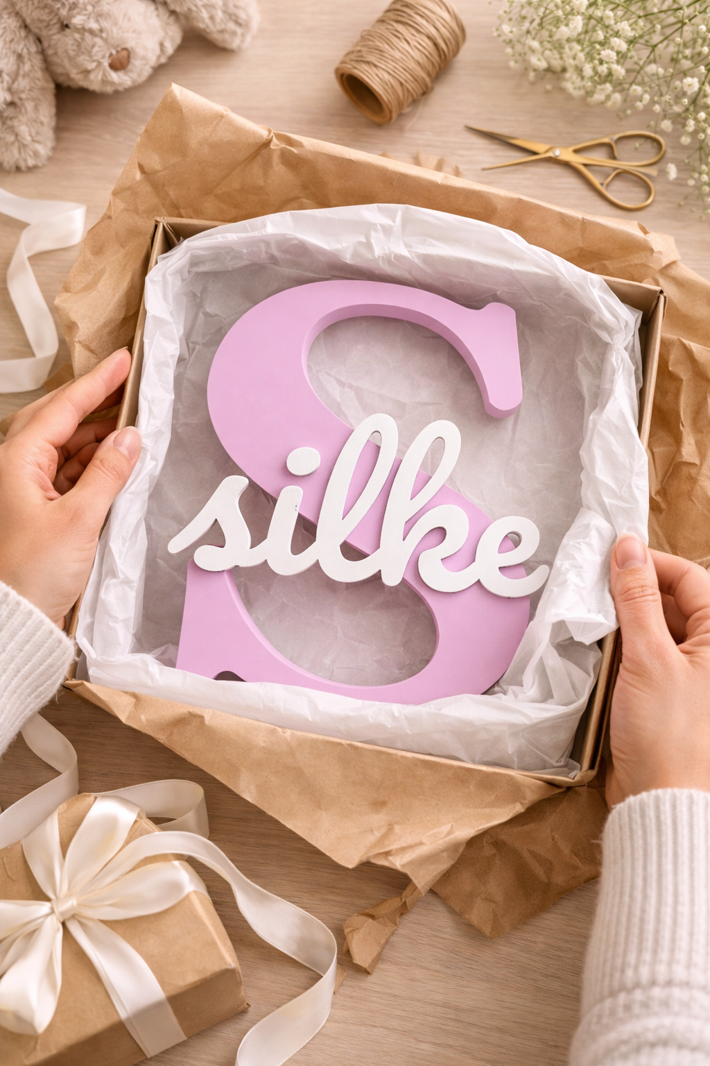 3D naambord - Lila met wit