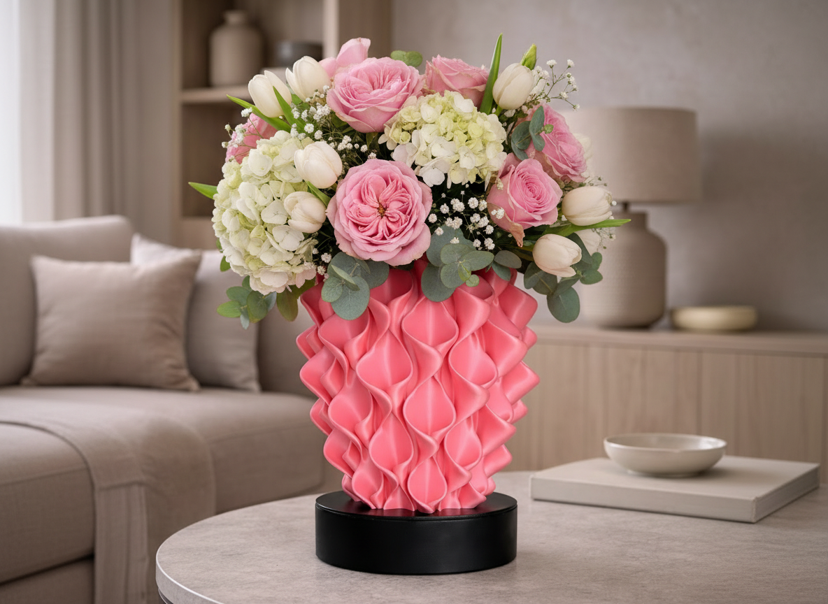 Bloeivaas - glans roze/geel