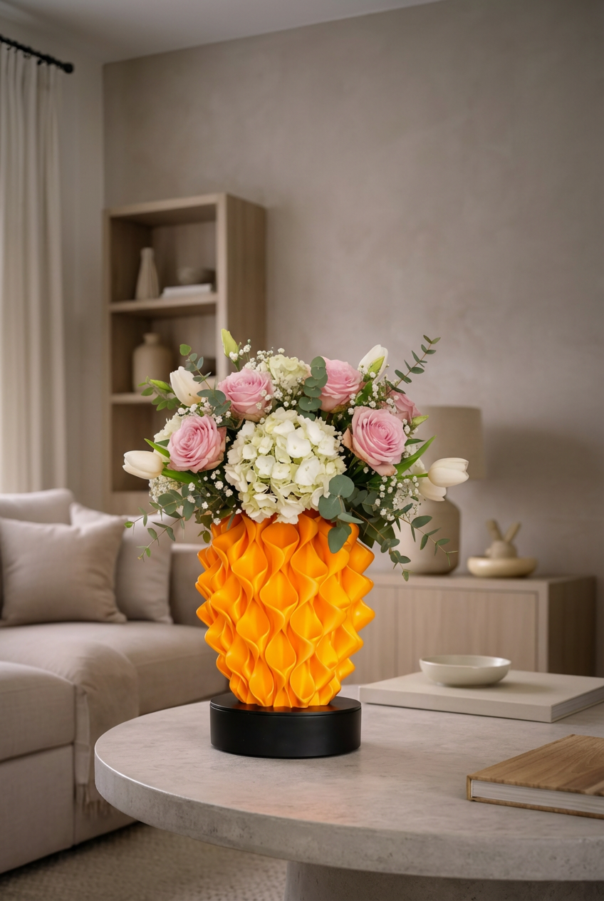 Bloeivaas - glans roze/geel